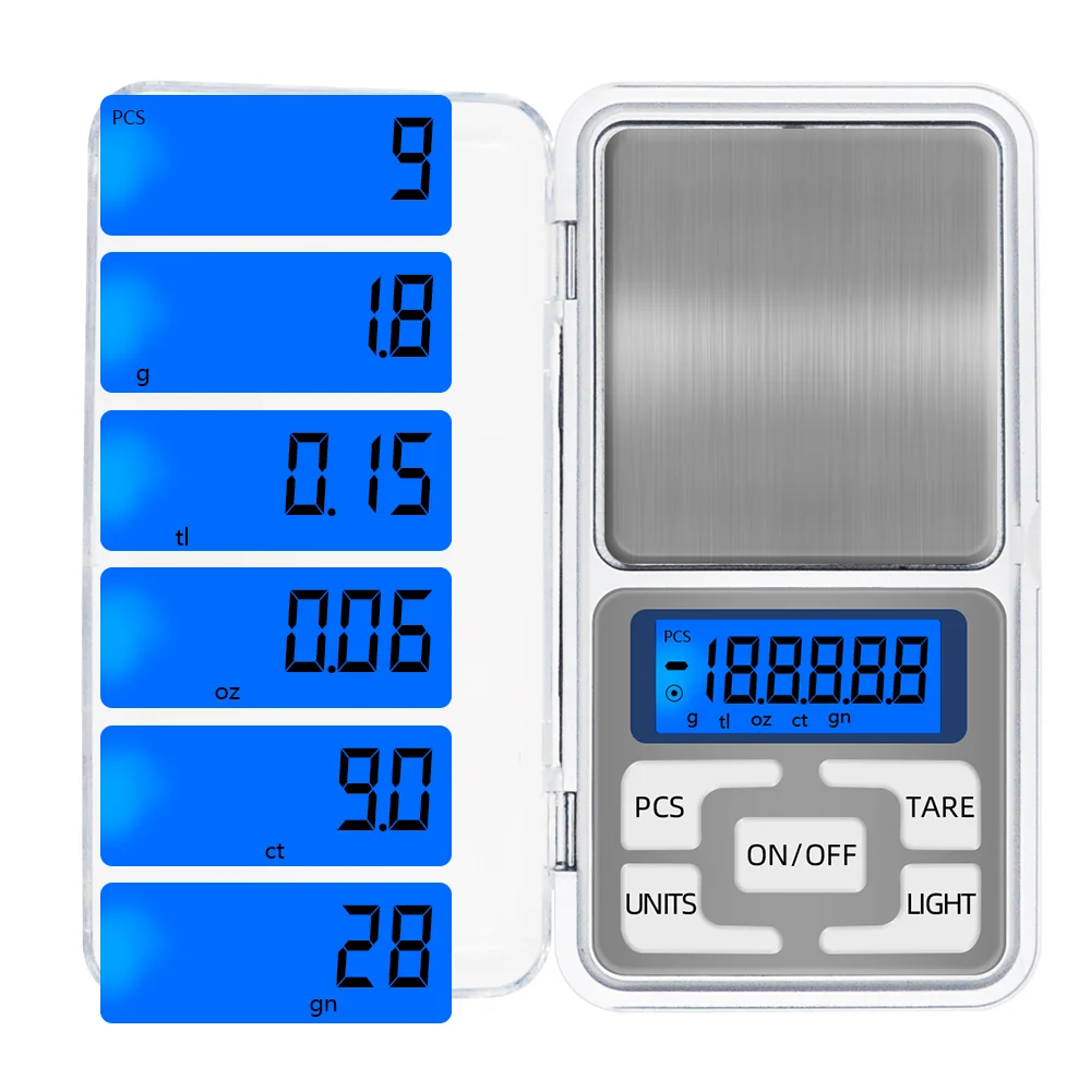 500g 0.01g Digitale Sieraden Schaal Diamant Mini Elektronische Balans LCD Display Keuken Wegen met Achtergrondverlichting 1000g 0.1g