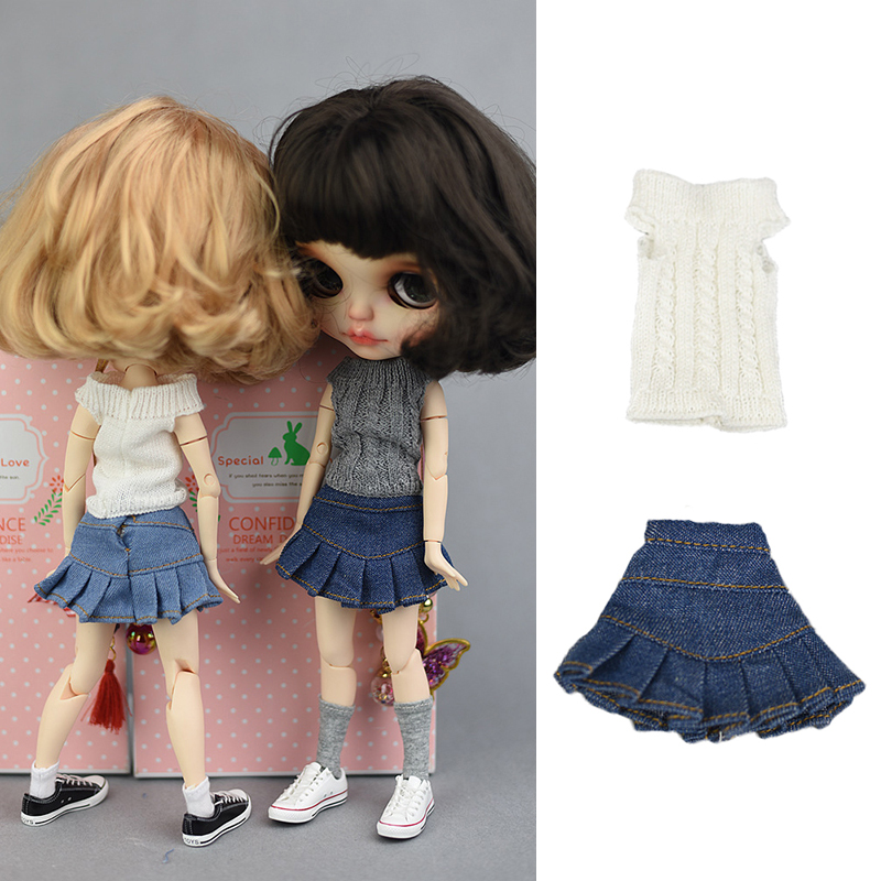 新デザインファッションブライス服衣装トップスセーターとジーンズスカートドレスブライスアゾンリカちゃん 1/6 人形に適しています
