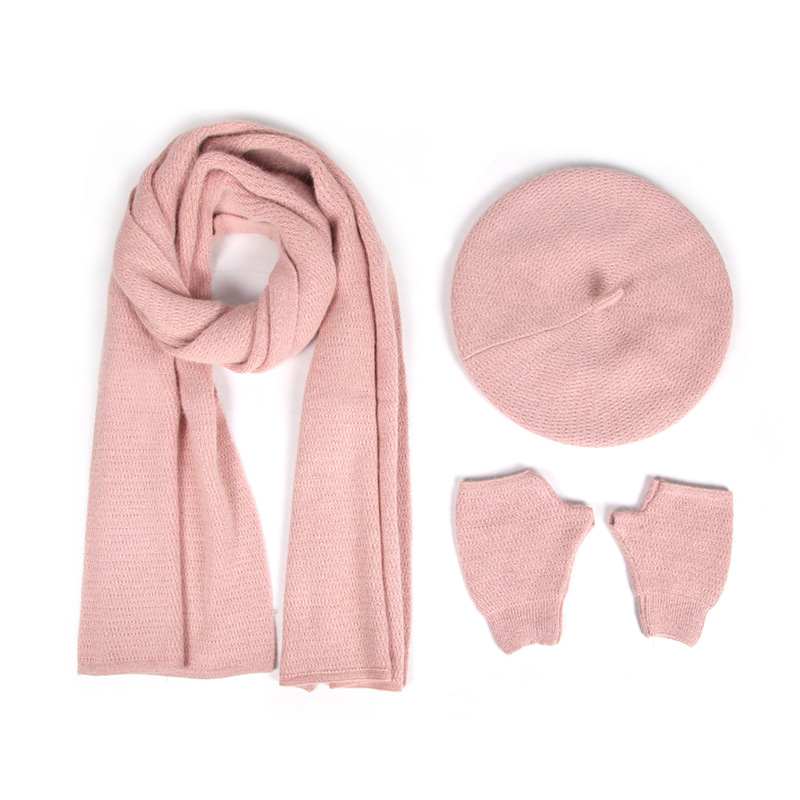 USPOP Neue Winter Einfarbig 3 Stück Sets Kaschmir Schal Hut Handschuhe Sets für Frauen