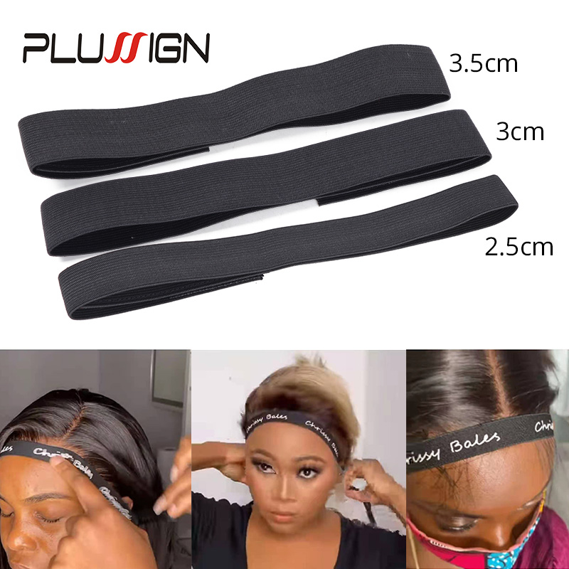 Plussign 黒弾性バンドと調節可能なフックウィッグアクセサリーヘアバンドエッジ弾性エッジヘアラップヘッドバンドウィッグ用