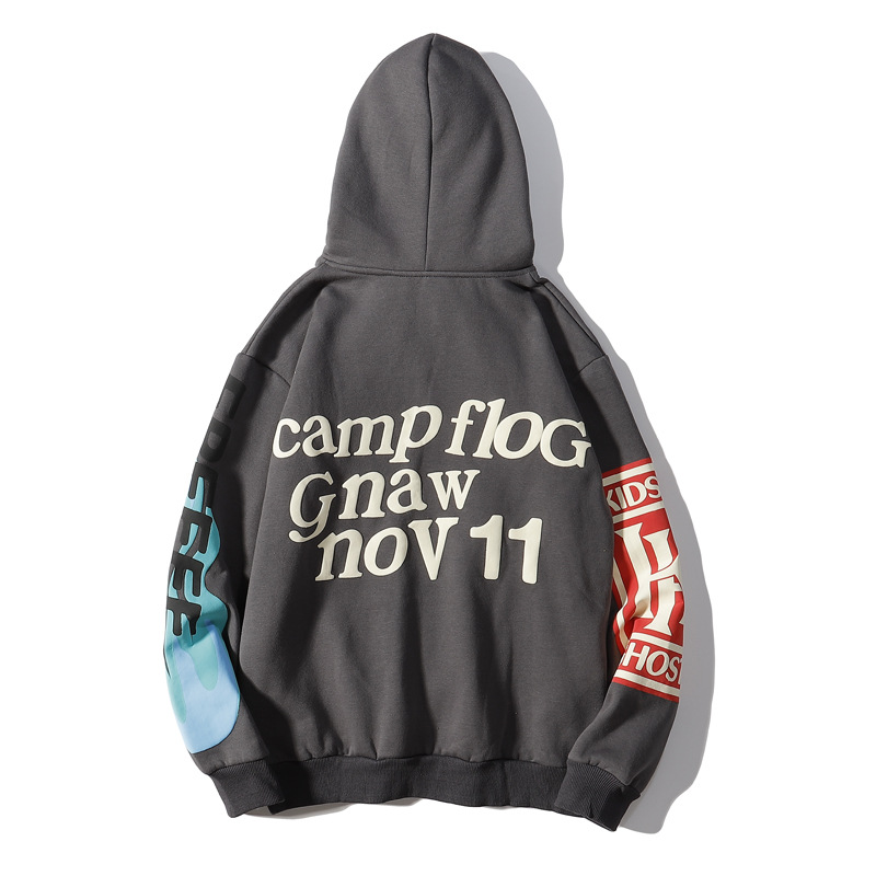 Felpe larghe in pile di schiuma con lettera Graffiti Felpa con cappuccio casual da uomo oversize High Street Felpa con cappuccio allentata pullover unisex