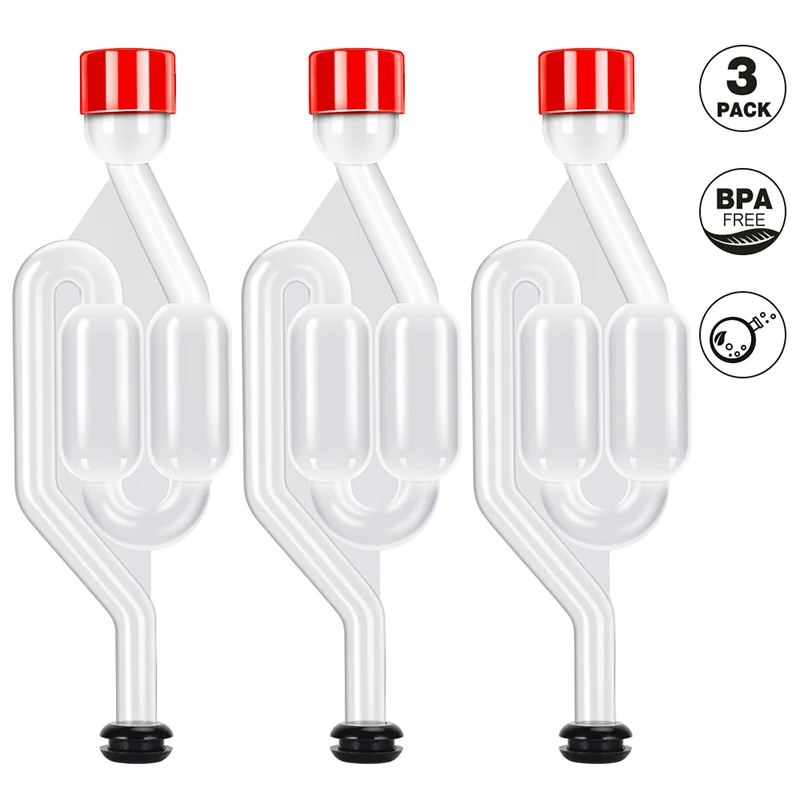 Bộ 3 S-Hình Airlocks, homebrew Bong Bóng Airlock Carboys Chặn & Fermenter Cói Với Van Cấp Thực Phẩm Ốp Lưng Kim Tuyến Làm Rượu Vang