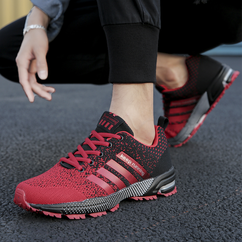 Gran oferta de zapatillas para correr verdes, zapatillas deportivas Unisex para hombre, zapatillas deportivas transpirables de malla para correr de talla grande 48 para mujer, zapatillas para correr para mujer