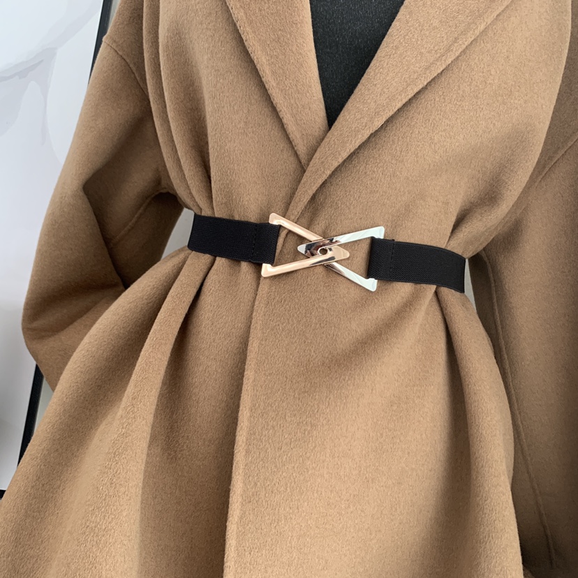 Cinturones elásticos con hebilla dorada y plateada para mujer, cinturilla elástica de triángulo ancho, faja suave y gruesa para vestido