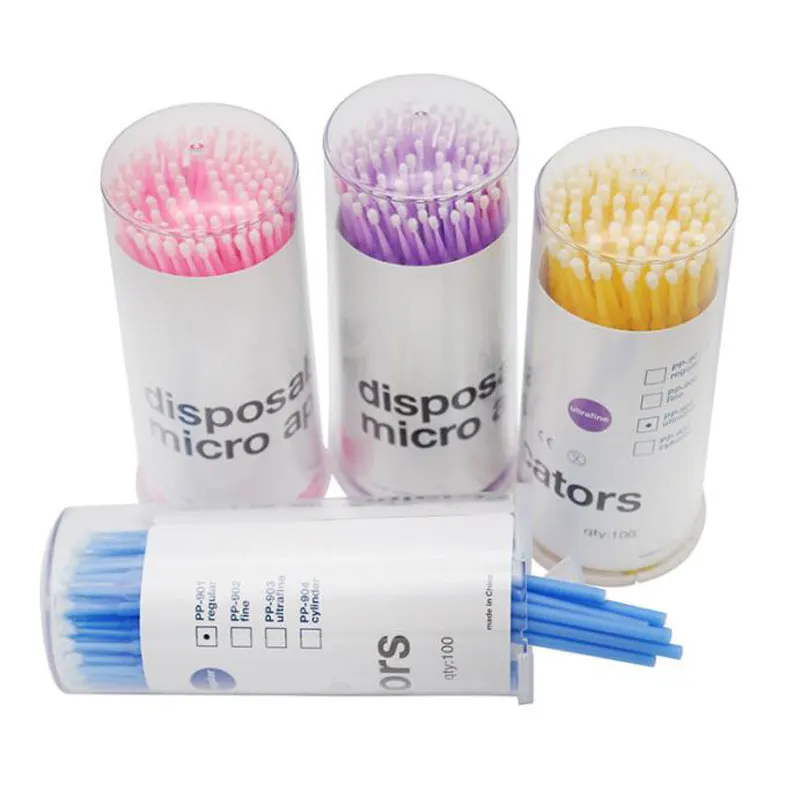 100 ชิ้น/ล็อตทิ้ง Microbrushes แปรงขนตา Swab Applicators Eyelash Extension อุปกรณ์ Grafting Lashes ถอดเครื่องมือ