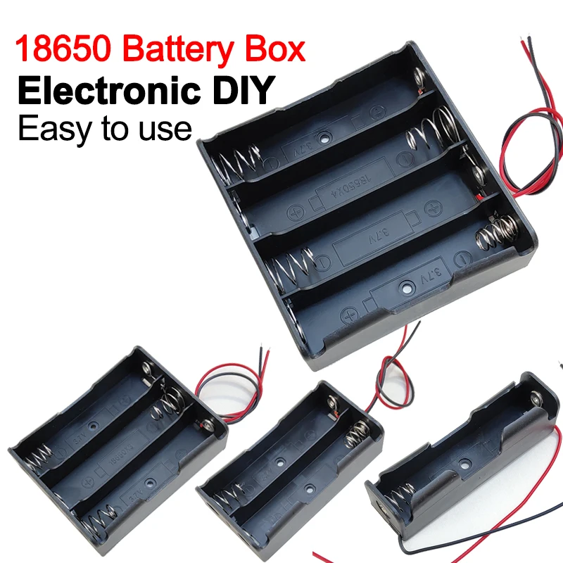 Nuevo 18650 fundas para banco de energía 1X 2X 3X 4X 18650 soporte para batería caja de almacenamiento 1 2 3 4 ranuras contenedor de baterías con cable