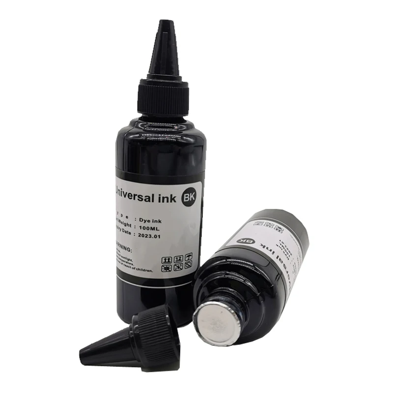 2 Chai 100 Ml BK Màu Nước Đa Năng Nhuộm Dựa Nạp Mực In Bộ Cho Canon Đen Màu Sắc Để Bàn Máy In Phun tranh