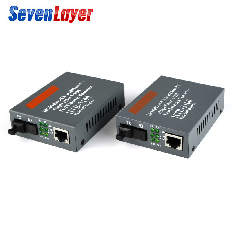 Convertisseur de média émetteur-récepteur de Fiber HTB-3100 convertisseur de Fiber optique à Fiber unique SC 10/100M monomode fibre unique 1 paire