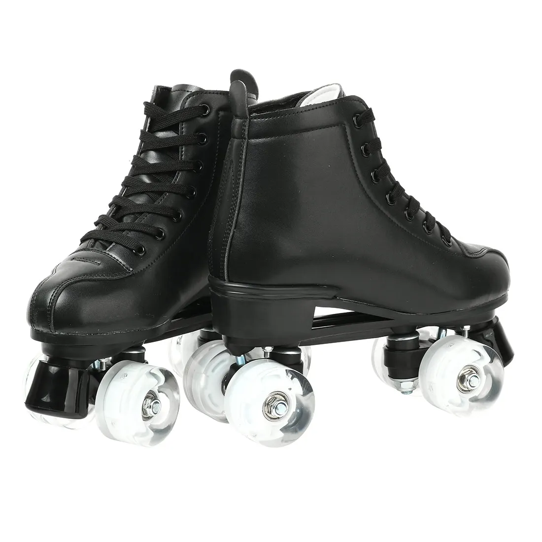 Frauen Weiß PU Leder Rollschuhe Skating Schuhe Schiebe Inline Quad Skates Turnschuhe Ausbildung Europa Größe 4 Räder Flash-Rad