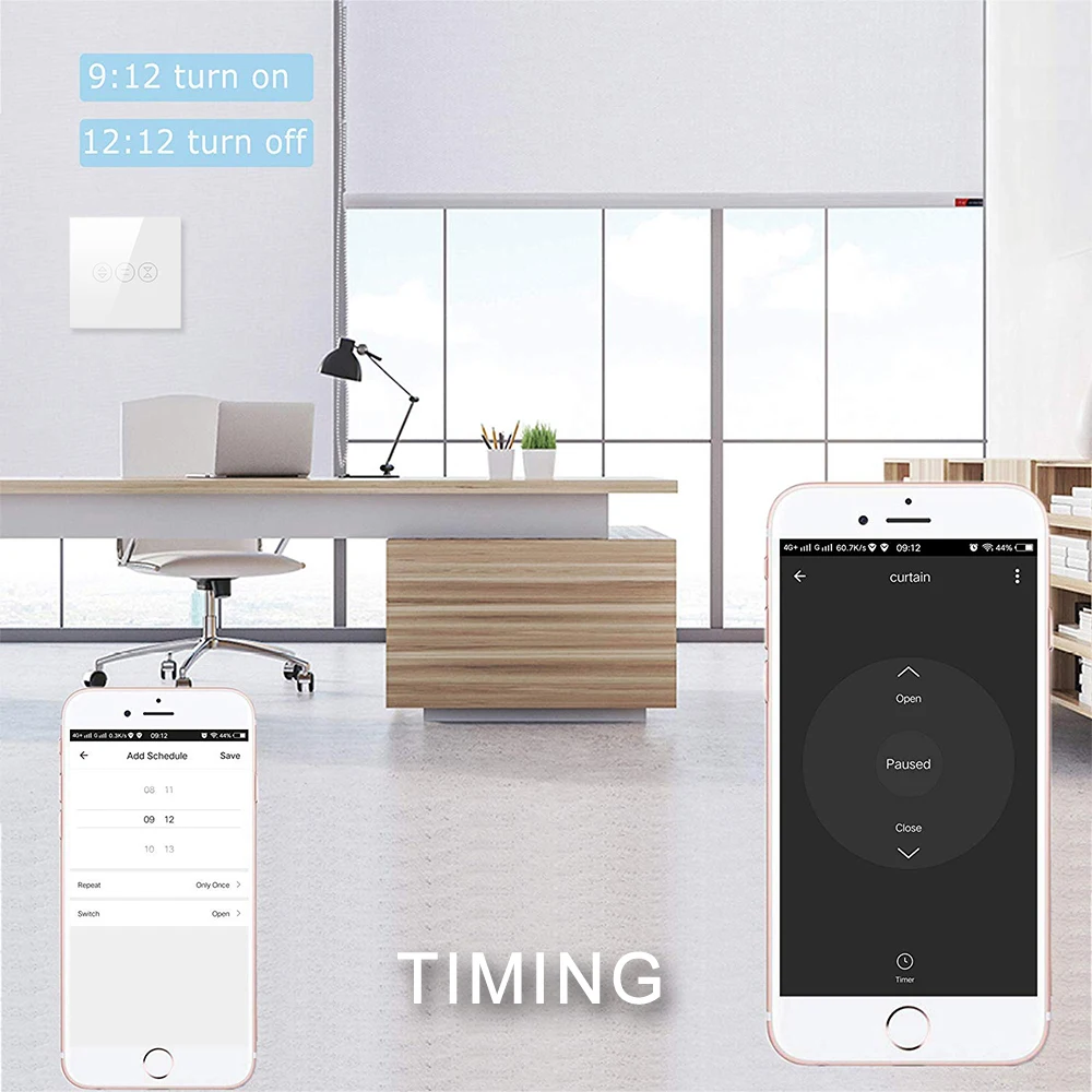AVATTO-Cortina con interruptor wifi, persiana enrollable eléctrica o motorizada con interruptor UE/EE. UU con conexión Wifi, compatible con aplicación Smart Home para Google Home y Alexa