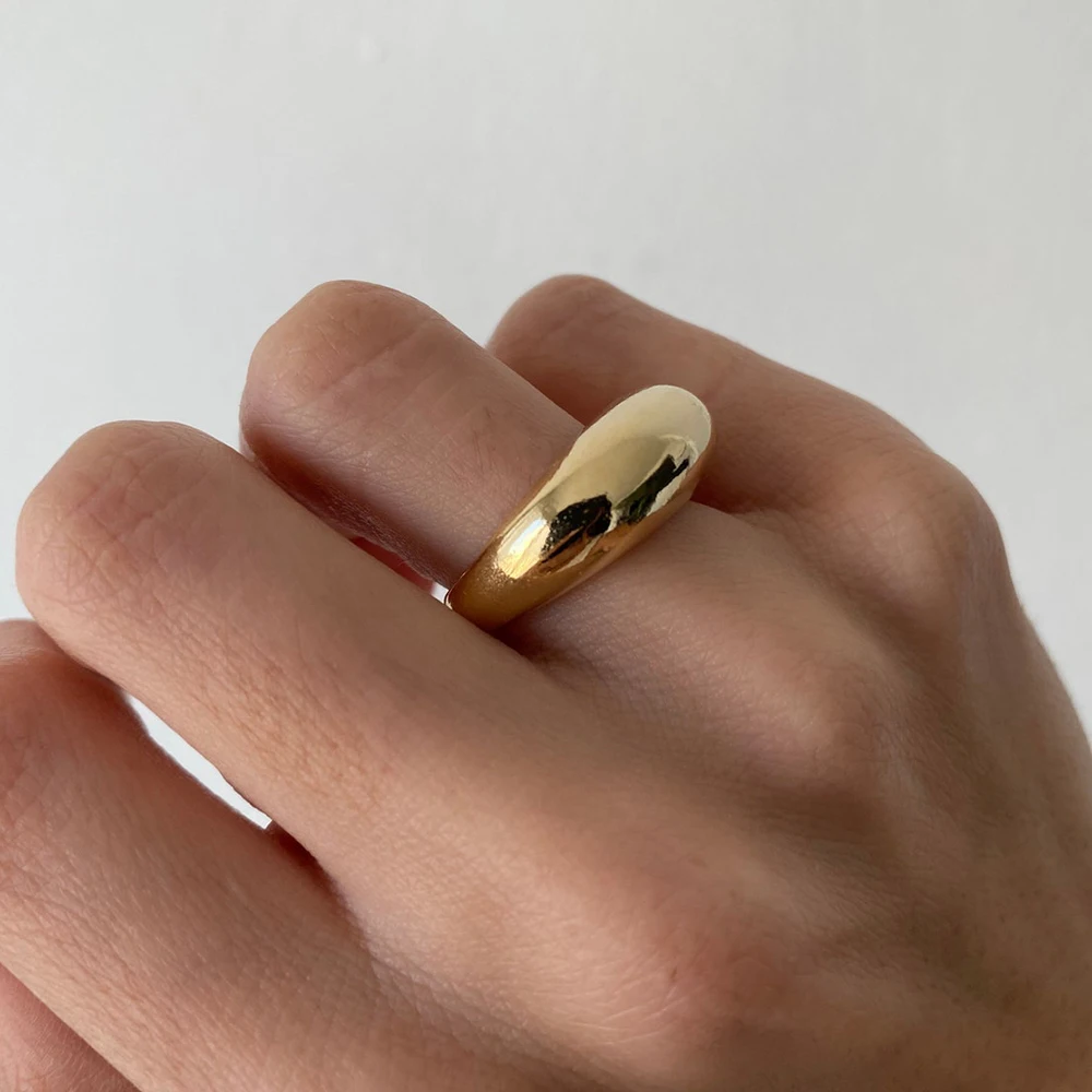 E-Manco Anillos simples de acero inoxidable a la moda para mujer, anillos de arco, joyería, anillo geométrico, tamaño 5 6 7 8