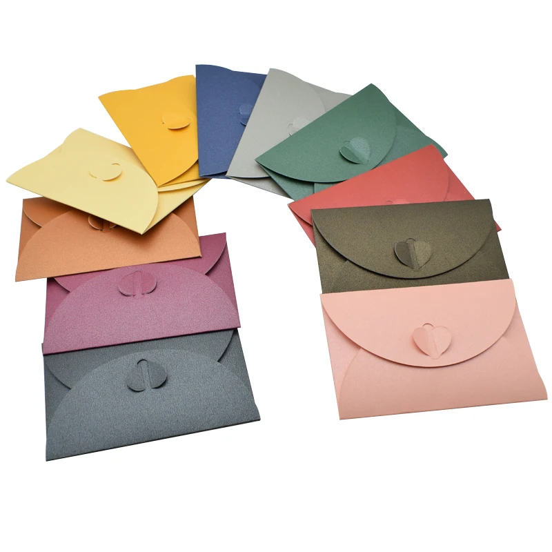 20 ชิ้น Mini สีซองจดหมายกระดาษแข็งหนาขนาดเล็ก DIY กระดาษซอง Self Locking Buckle Letter ของขวัญการ์ด
