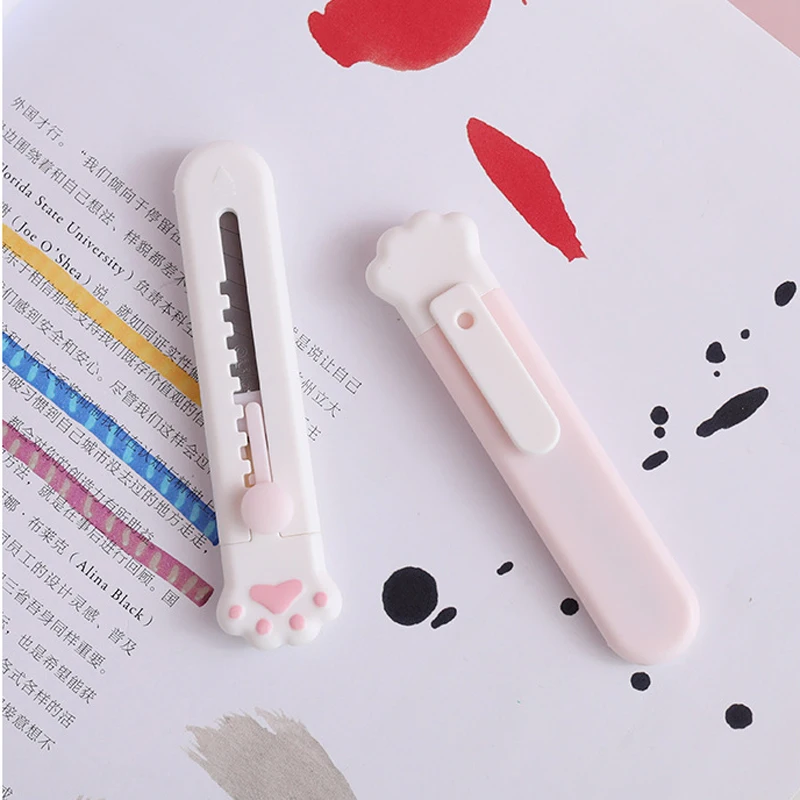 Kawaii Mini Katze Pfote Kunst Utility Messer Express Box Messer Papier Cutter Handwerk Verpackung Nachfüllbare Klinge Schule & Büro Schreibwaren