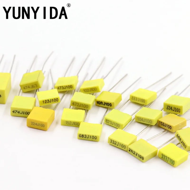 20 Chiếc Polypropylene An Toàn Bộ Phim Nhựa 100V 1nF ~ 470nF 100nf 220nf 10nf 47nf 22nf 1nf 0.47Uf 0.1uf Hiệu Chỉnh Tụ Điện