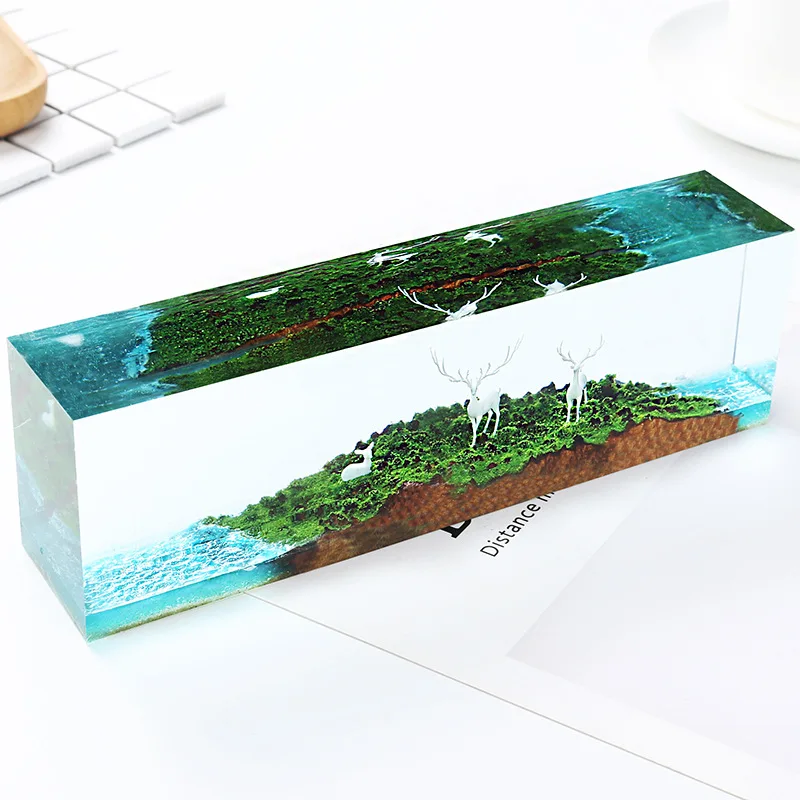 Accesorios de micropaisaje de bosque tridimensional 3D, pegamento epoxi de cristal, relleno artesanal, decoración, modelo de ciervo de hada alce, 3 uds.