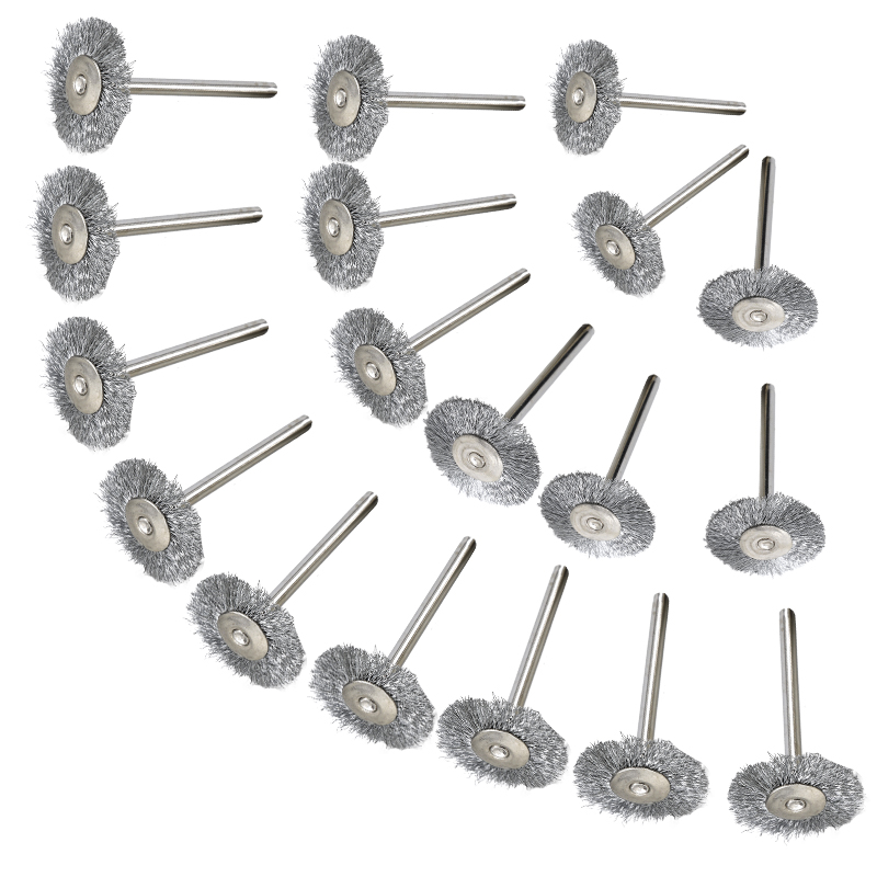 XCAN Radbürsten-Set, 10 Stück, 22 mm, Edelstahl/Messing/Nylon-Drahtbürstenscheibe, 3,0 mm Schaft, für Dremel-Drehwerkzeug-Zubehör