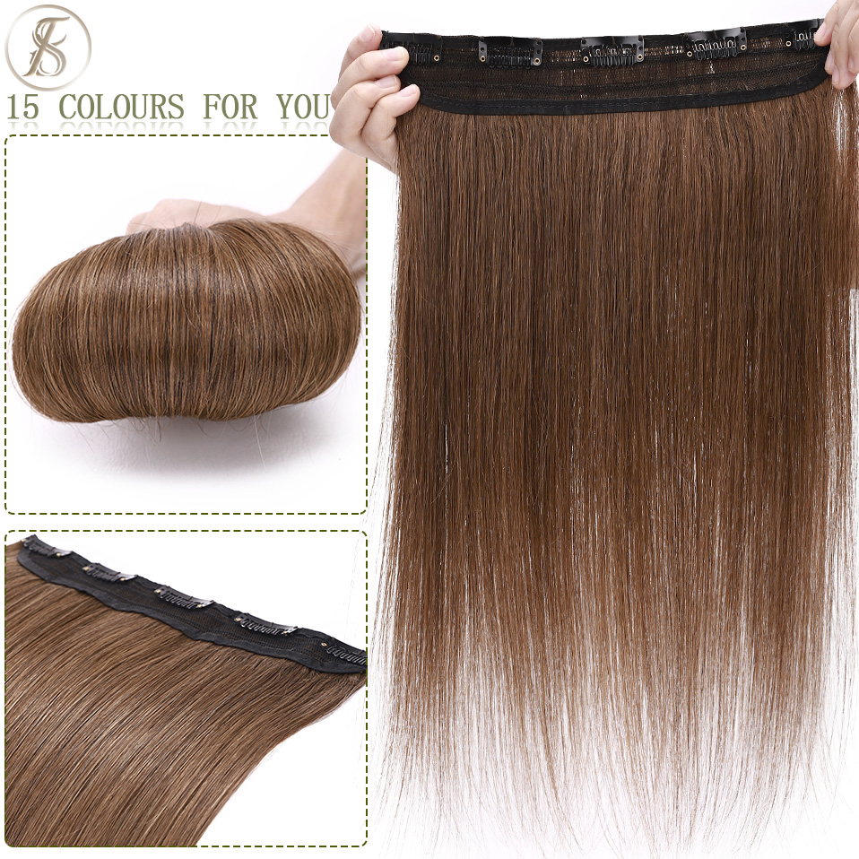 TESS คลิปต่อผมมนุษย์ 100% Natural Extension ผมคลิป 3/4 Full Head Hairpiece 40-60g 10 "-24" คลิปธรรมชาติผม