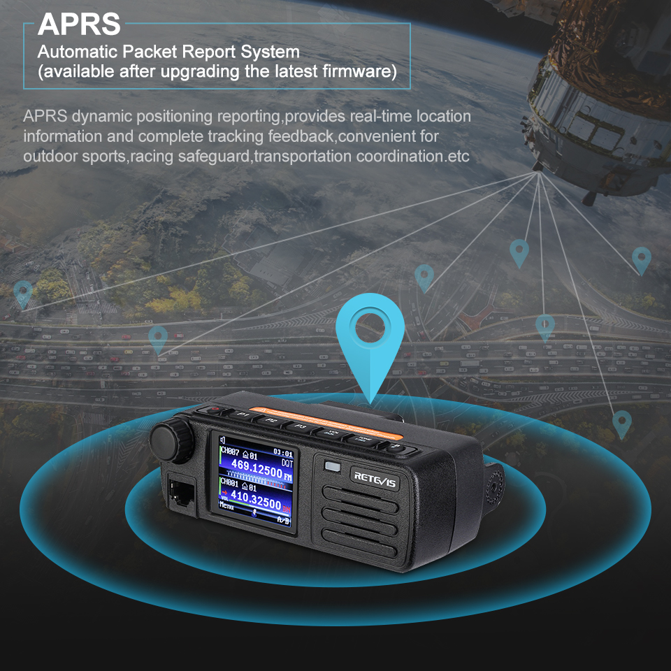 Ham Auto Two-way-Radio Transceiver Autoradio DMR Digitale Mobile Radio Station Bildschirm Retevis RT73 GPS UHF VHF 20W Fahrzeug Basis