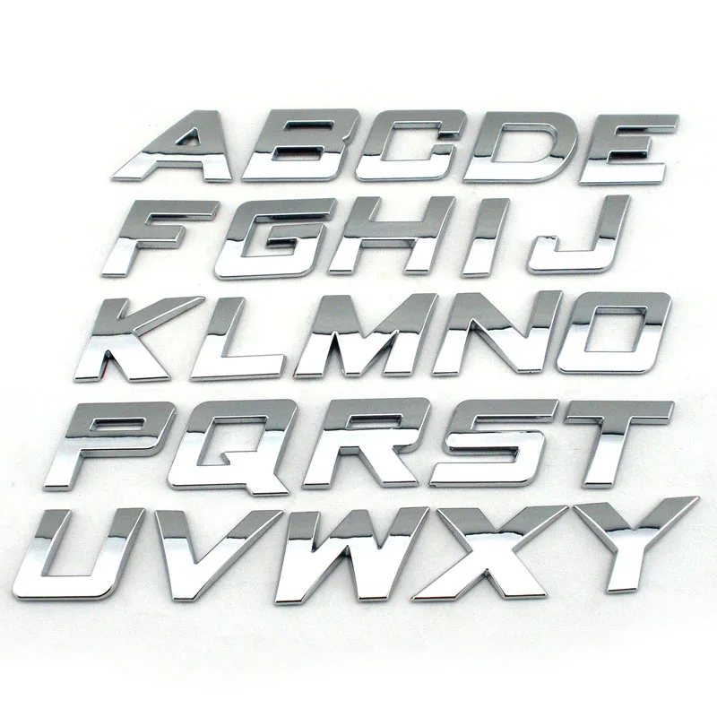 Tự Làm 25Mm Cao Cấp In Nghiêng Nhựa 3D Chrome Chữ Cái Số Tự Dính Bảng Chữ Cái Dán Xe Hơi Tự Động Ký Xe Phụ Kiện Trang Trí