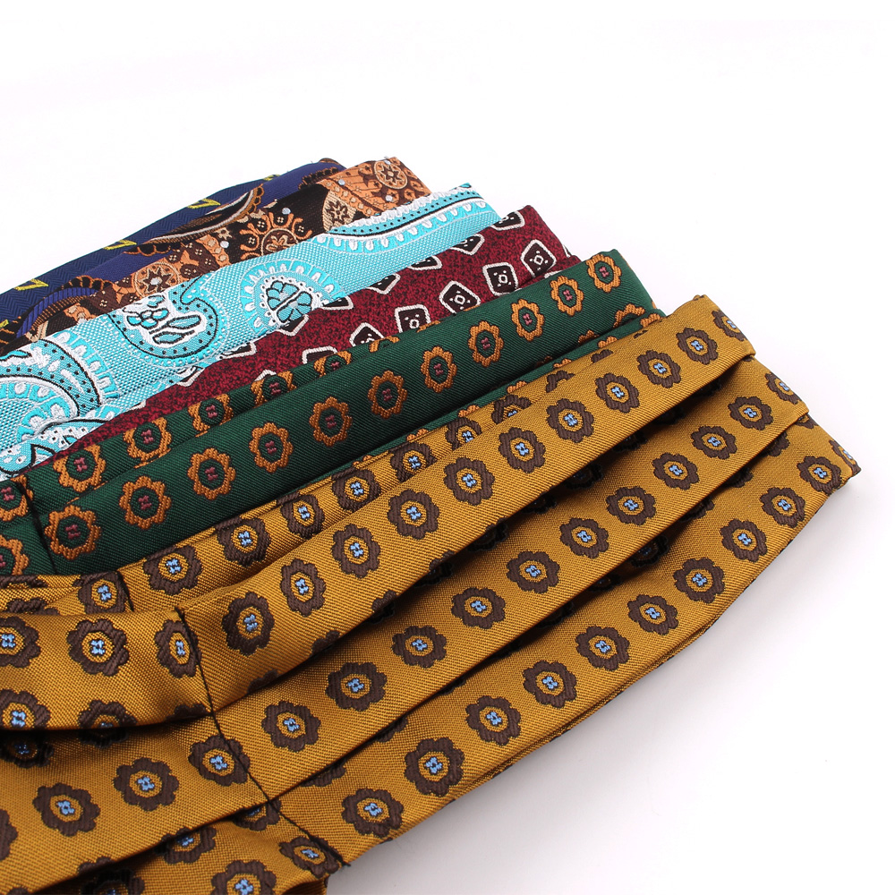 자카드 꽃 페이즐리 남성 캐슈 넥타이 결혼식 정장 넥타이 Ascot Scrunch 자기 영국 신사 폴리 에스터 소프트 넥 넥타이 럭셔리