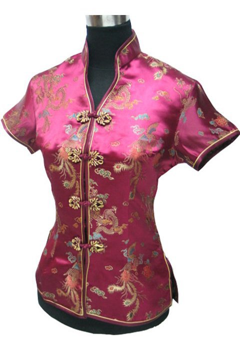 Blusa de Verão Estilo Chinês para Mulheres, Camisa Decote Em V, Tops De Cetim De Seda, Terno Tang, Azul, S, M, L, XL, XXL, XXXL, JY0044-4, Promoção