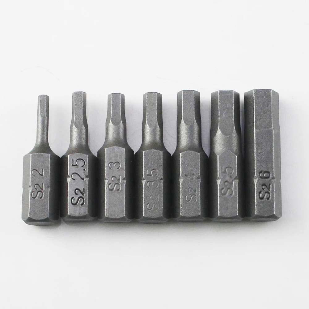 Juego de puntas de destornillador hexagonal, vástago hexagonal de 1/4 ", 25mm, puntas de destornillador de cabeza hexagonal para herramienta eléctrica H2 H2.5 H3 H3.5 H4 H5 H6, 10 Uds.