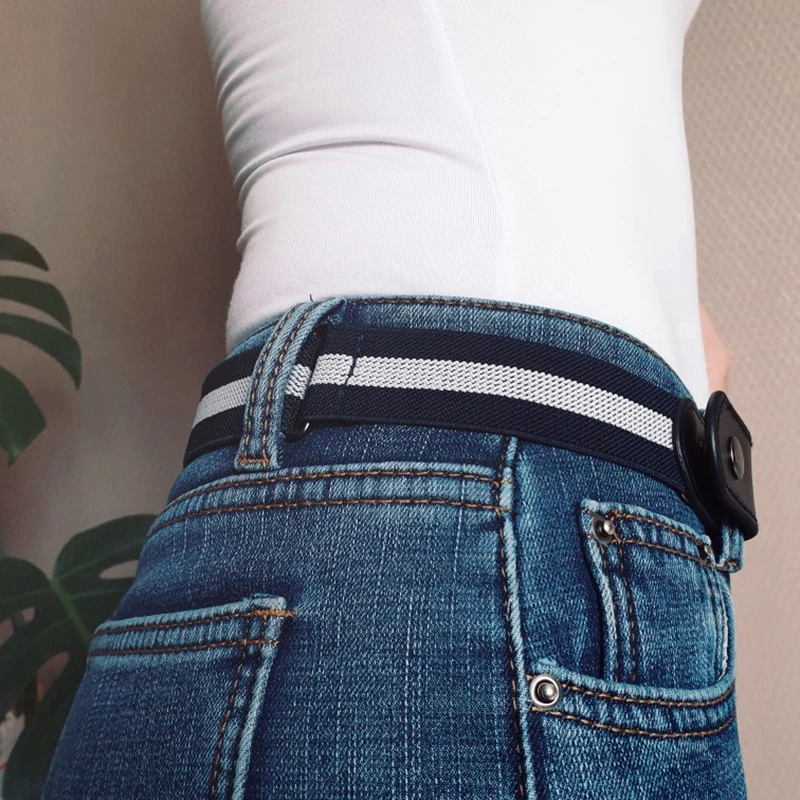 Cinturón sin hebilla para hombre y mujer, cinturón elástico Invisible para pantalones vaqueros, sin hebilla, envío directo