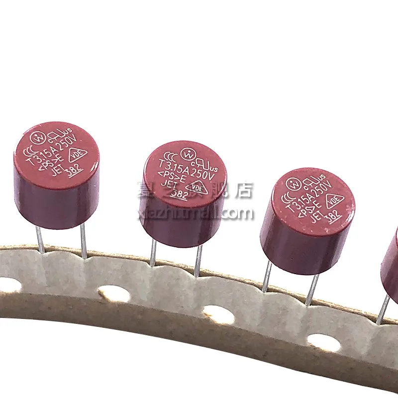 10 pz 382 Fusibile Rotondo In Plastica T0.5A T500MA T1A T2A T3.15A T4A T5A T6.3A T10A 250 V