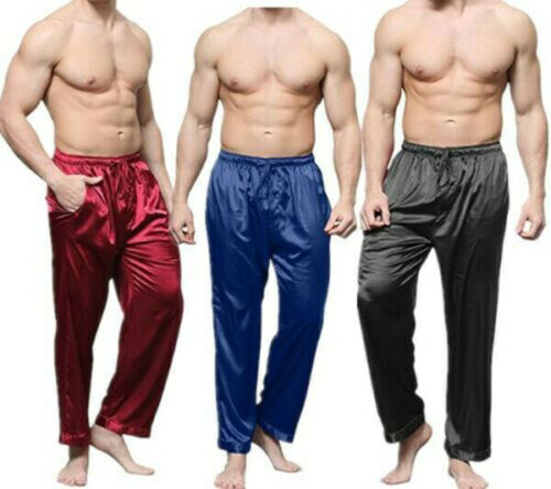 Pijamas clásicos de satén para hombre, ropa de dormir, pantalones, pantalones para dormir, ropa de noche, ropa de dormir S-XL