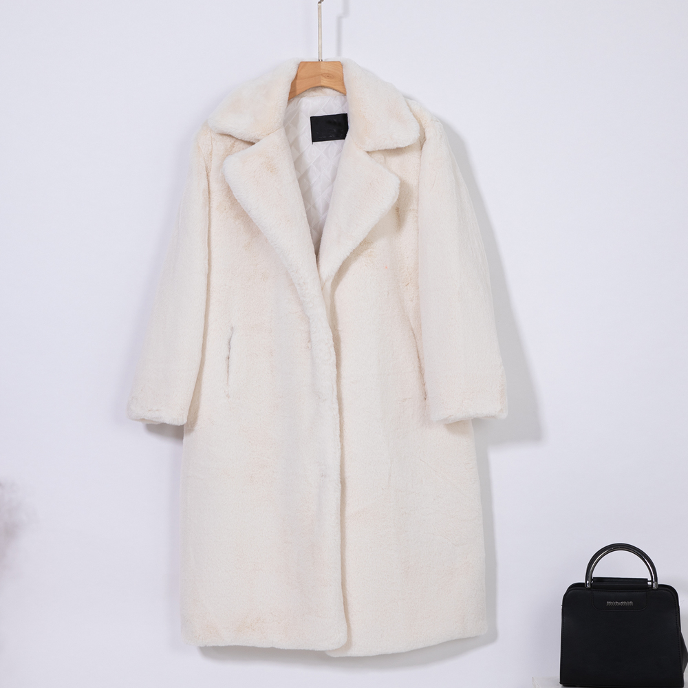 女性用ベルト付きフェイクファーコート,折り返し襟,ロング,厚手,暖かい,冬,ニューコレクション2023