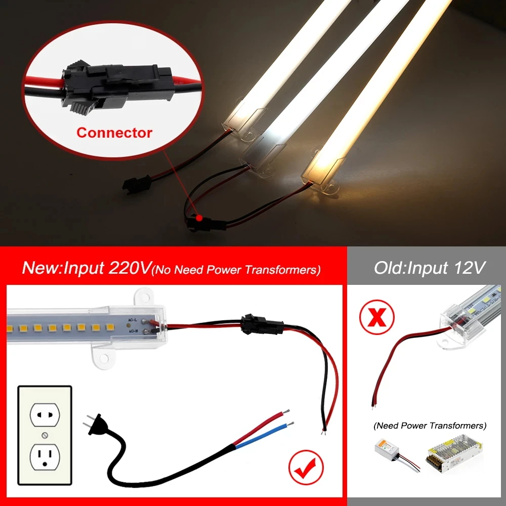 1ชิ้น6ชิ้น30ซม. 40ซม. นำแถบแข็งใต้ตู้8W 72 LEDs หลอดบาร์แสง220V + ปลั๊ก EU สำหรับตกแต่งบ้าน shope ตลาด