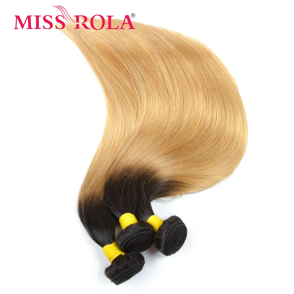 Miss rola cabelo humano liso brasileiro tecelagem com fechamentos de renda 3 pacotes com fechamento 4x4 ombre 1b27 1b30 1b99 cabelo remy