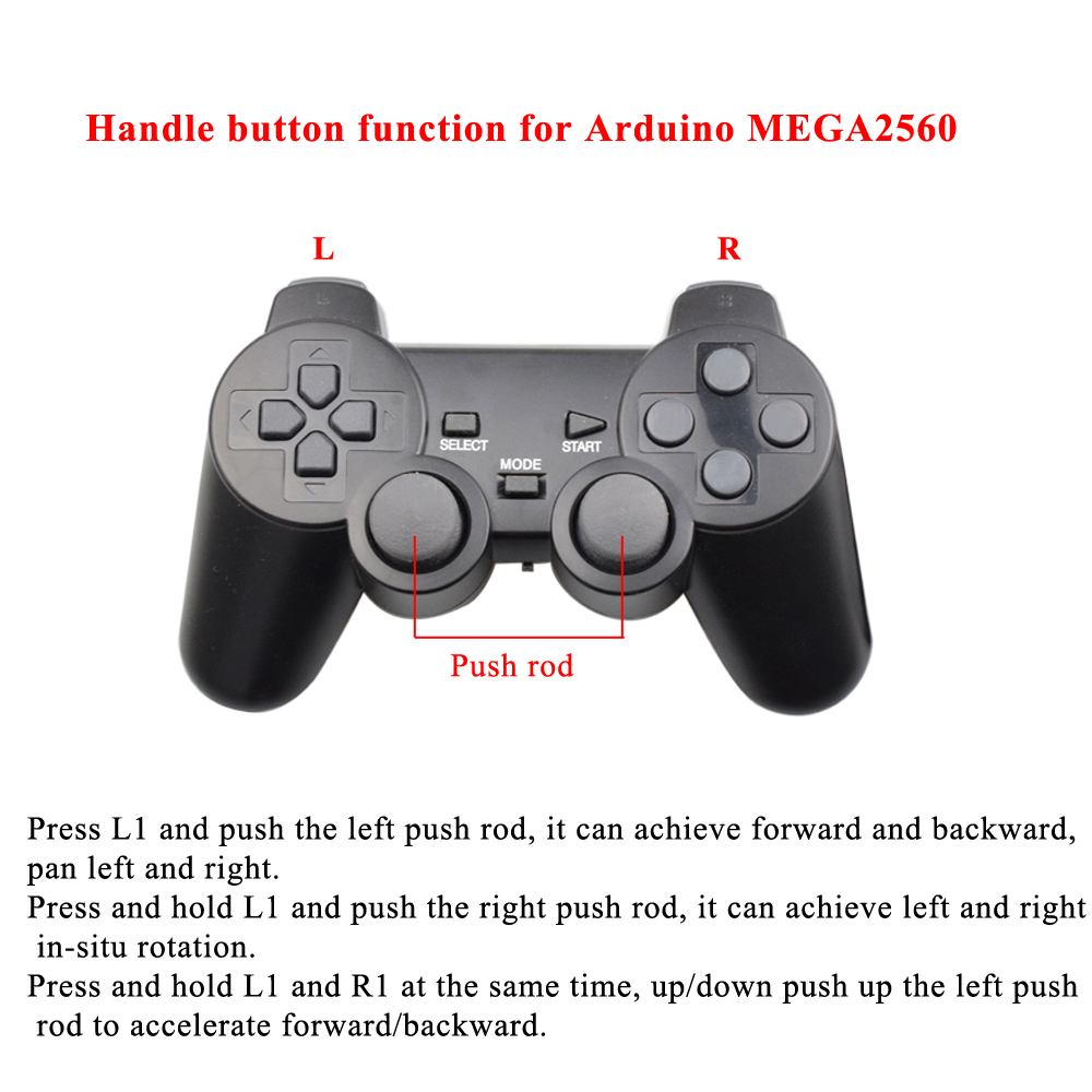 Arduino 2.4g sem fio ps2 controlador gamepad joystick com receptor duplo motor de choque stm32 robô braço mecanum roda robô carro kit