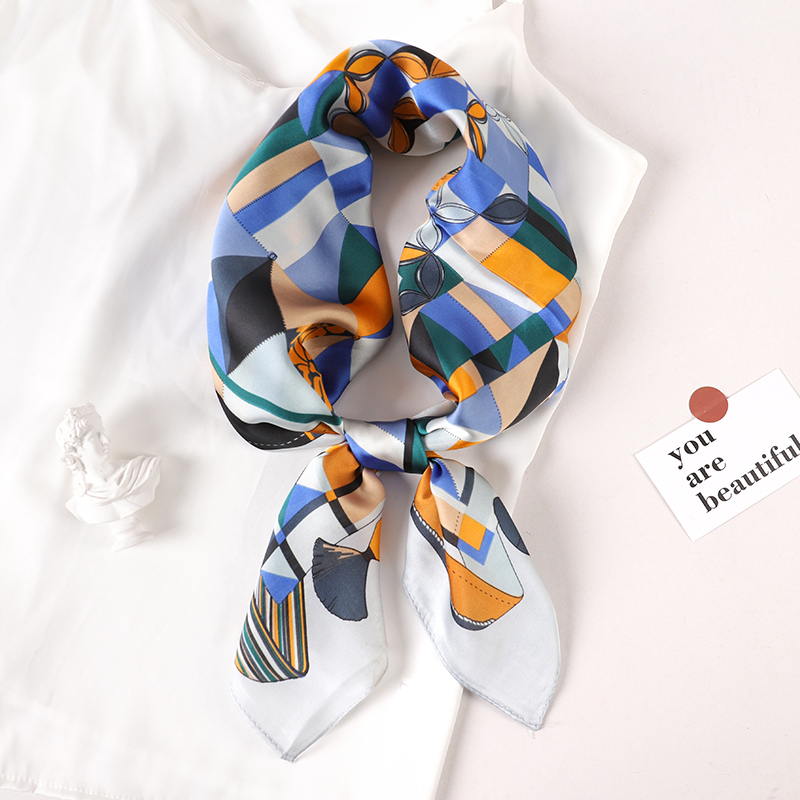 70*70Cm Thời Trang Lụa Satin Tóc Khăn Choàng Nữ Khăn Tay In Hình Nữ Đầu Vuông Dây Cổ Nhỏ Nhét Hijab cô Gái