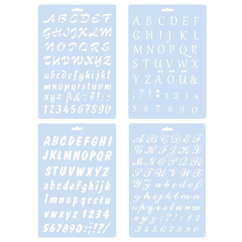 ใหม่ 4 ชิ้น/เซ็ต A4 ตัวอักษรตัวอักษรภาษาอังกฤษ DIY Layering Stencils ภาพวาดสมุดภาพสี Embossing อัลบั้มตกแต่งแม่แบบ