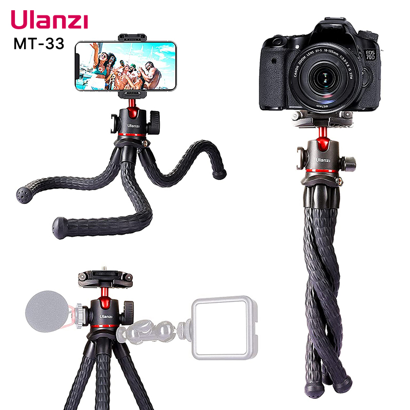 Vijim ulanzi MT-33 tripé de polvo flexível para câmera de telefone dslr 2 em 1 design tripé com suporte de telefone sapata fria lateral parafuso de 1/4 ''