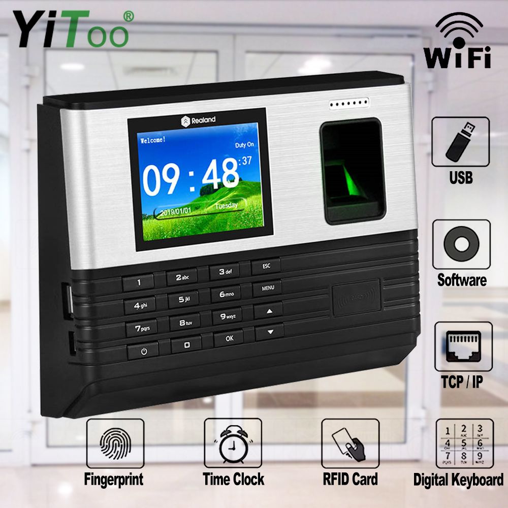 YiToo 2,8 cala Wifi RFID Biometryczny czas pracy odcisków palców TCP/IP USB Rejestracja biurowa Realand System Zegar czasu Darmowe oprogramowanie