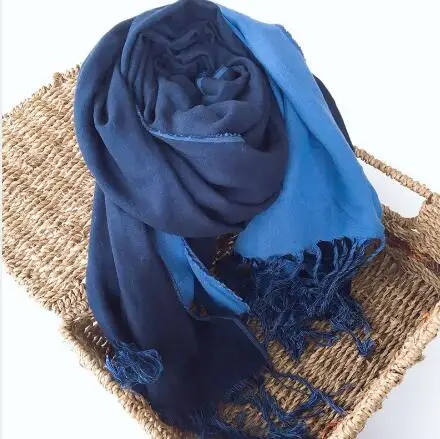 Lenço de algodão de dupla face reforçado, cachecol sólido com borlas, para homens e mulheres, outono e inverno, tamanho grande