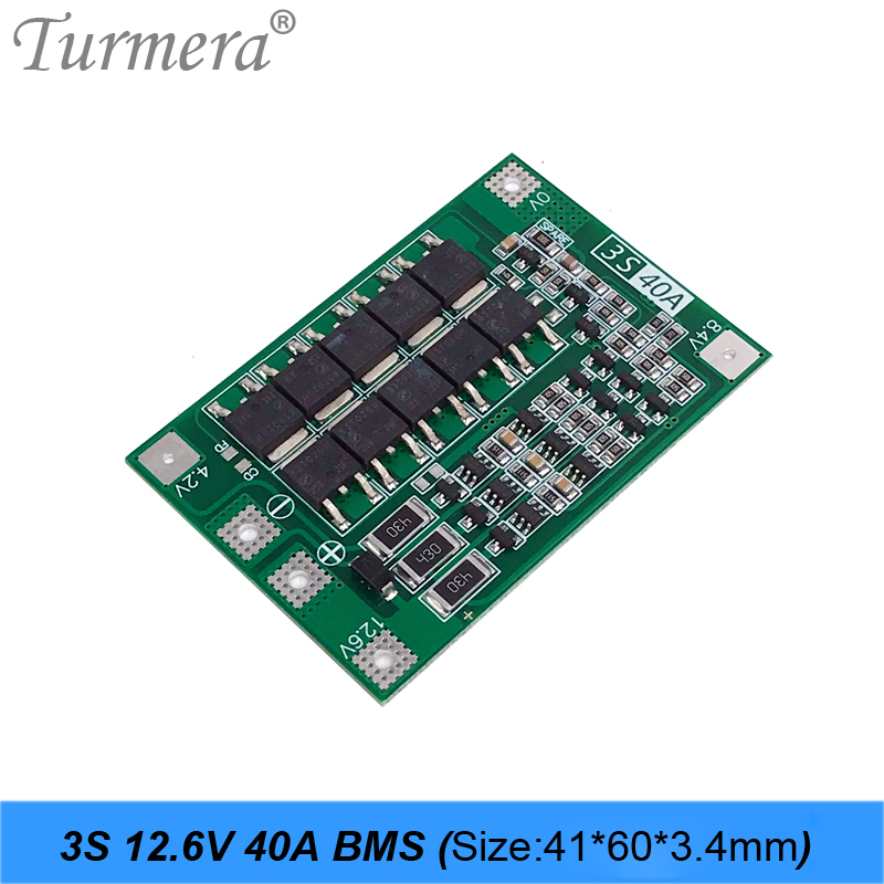 Turmera 12V 7Ah to 20Ah Battery Storage Box 3X7 18650 Holder 3S 40A BMS with Welding Nickel for Motorcycle Replace Lead-Acid Use