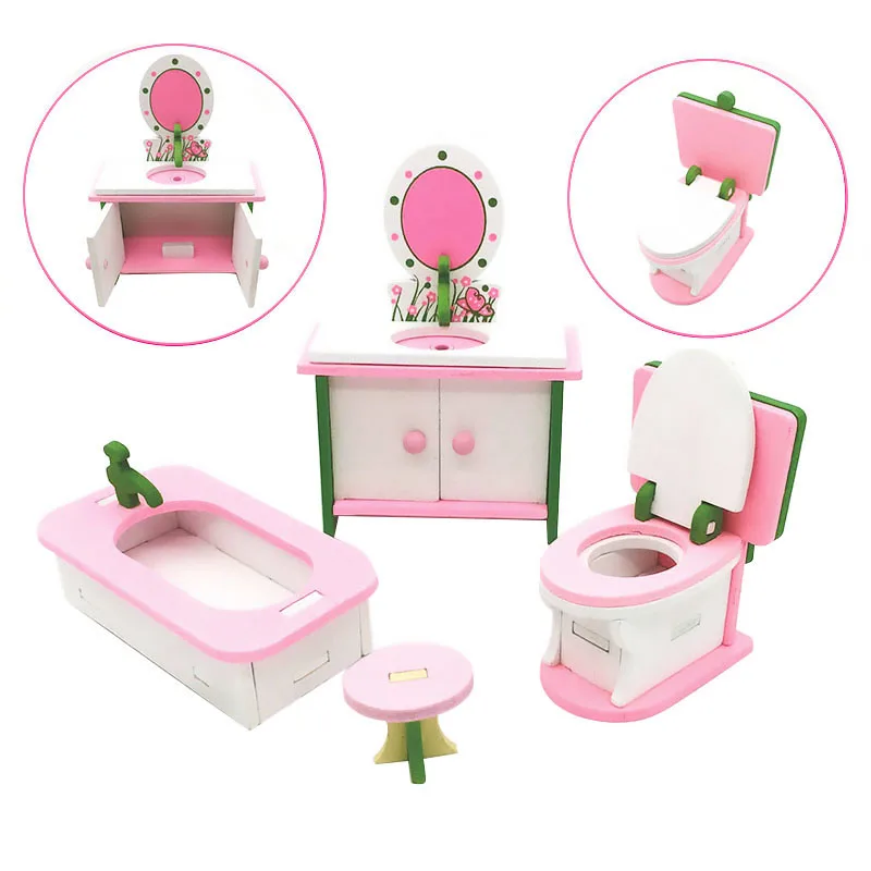 1:12 Nhà Búp Bê Thu Nhỏ Đồ Nội Thất Bằng Gỗ Sáng Tạo Phòng Tắm Phòng Ngủ Nhà Hàng Dành Cho Trẻ Em Hình Hành Động Nhà Búp Bê Trang Trí Búp Bê
