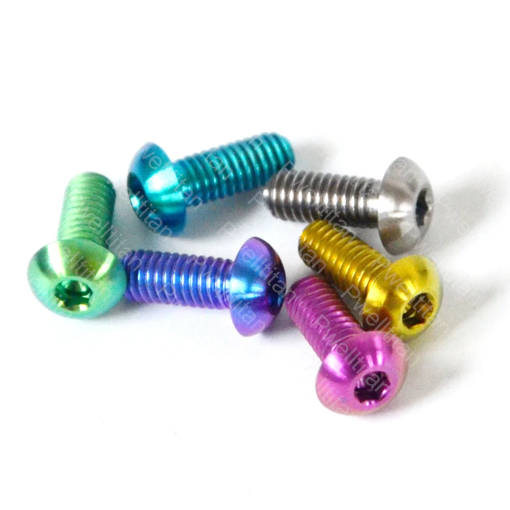M4 X 10 MM Titanium Ti Baut 10 Mm Tombol Allen Kunci Setengah Bulat Hex Kepala Sekrup untuk Sepeda 12 Buah