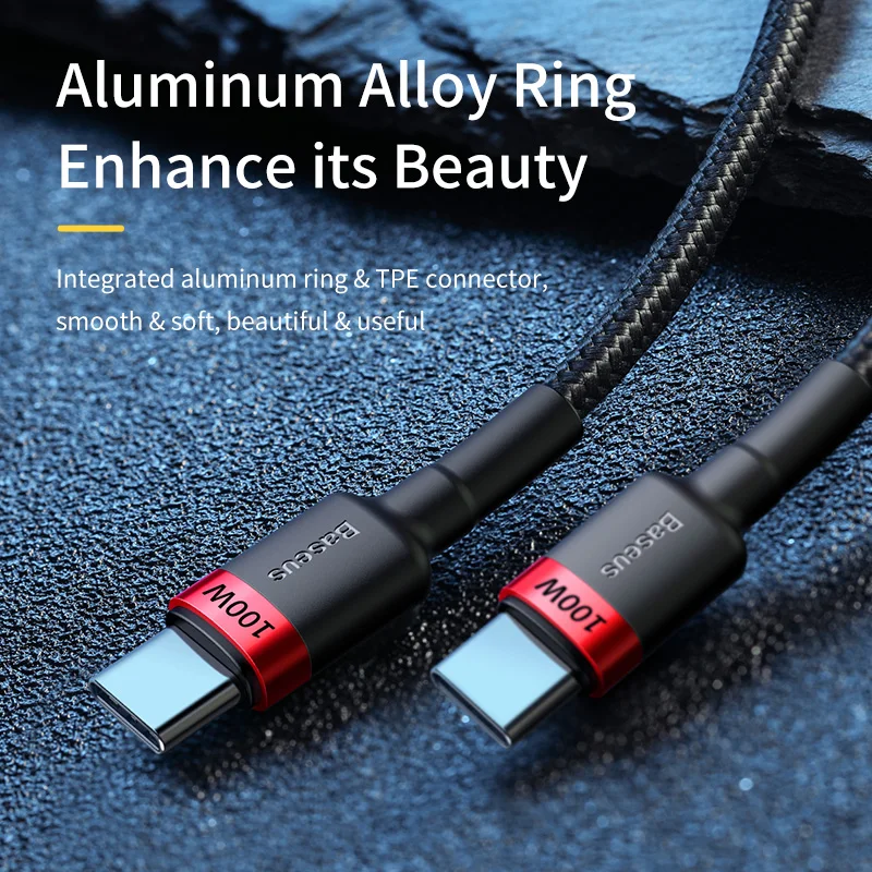 Baseus 100W USB C a USB tipo C Cable PD Cable de carga rápida 5A USB-C tipo C Cable para iPhone17 MacBook Samsung Xiaomi