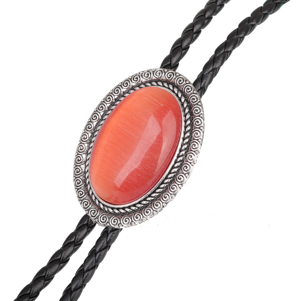 Agate Time Gem bolo cravate rétro chemise chaîne bolo col corde cuir collier cravate