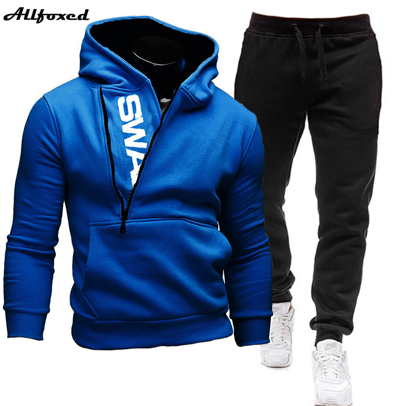 Chándal de 2 piezas para hombre, conjunto de sudadera y pantalones de chándal, ropa deportiva informal con cremallera, talla grande, 2022