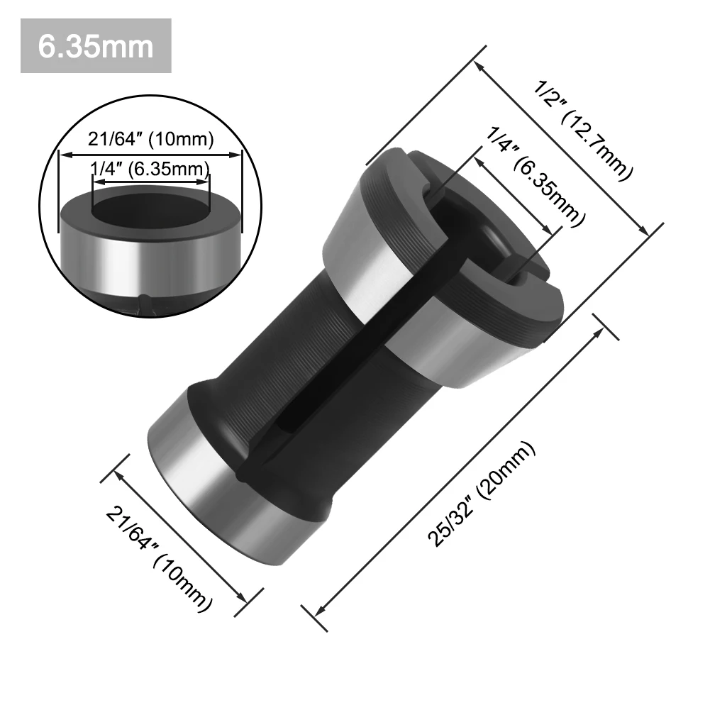 1 Set 3 Collets 6.35Mm 8Mm 6Mm Collet Chuck Khắc Cắt Tỉa Máy Điện Phay Router dao Cắt Phụ Kiện