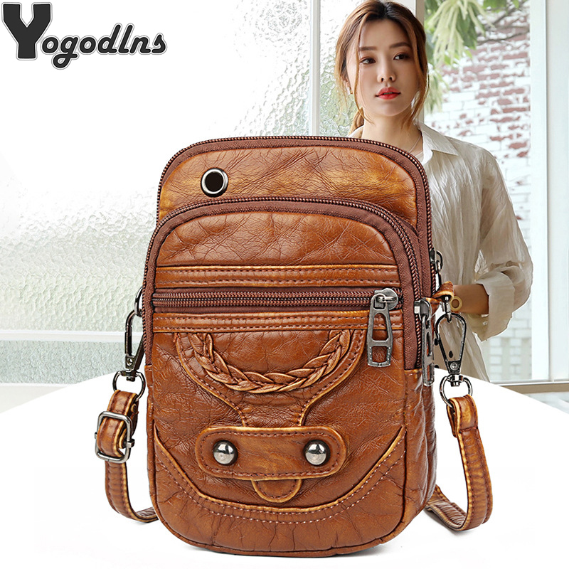 Multi-funcional macio couro do plutônio pequena bolsa de ombro para mulheres vintage crossbody bolsa de dinheiro bolsa de telefone celular baga bolsa