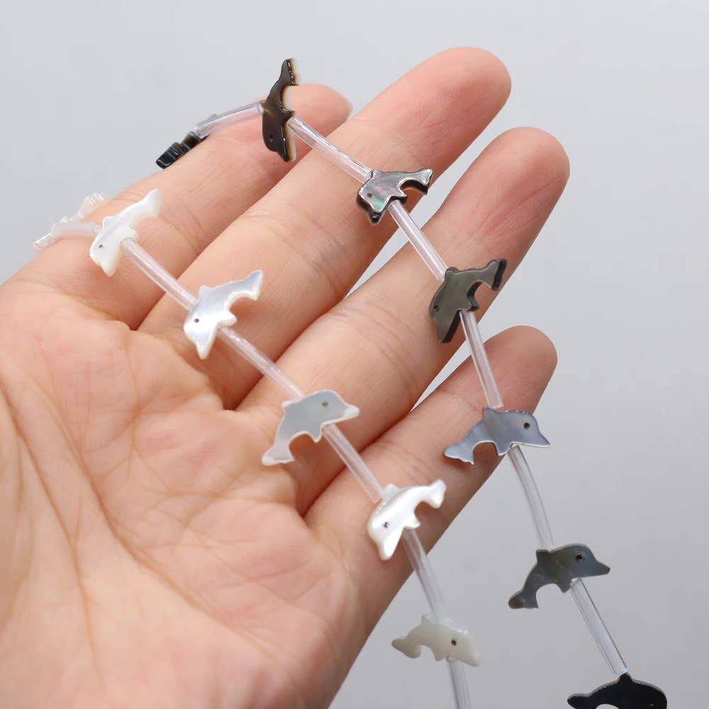 Manik-manik Berbentuk Lumba-lumba Air Laut Kerang Alami Pilihan untuk Produksi DIY Gelang Perhiasan Wanita Sangat Indah 20 Buah/Buah