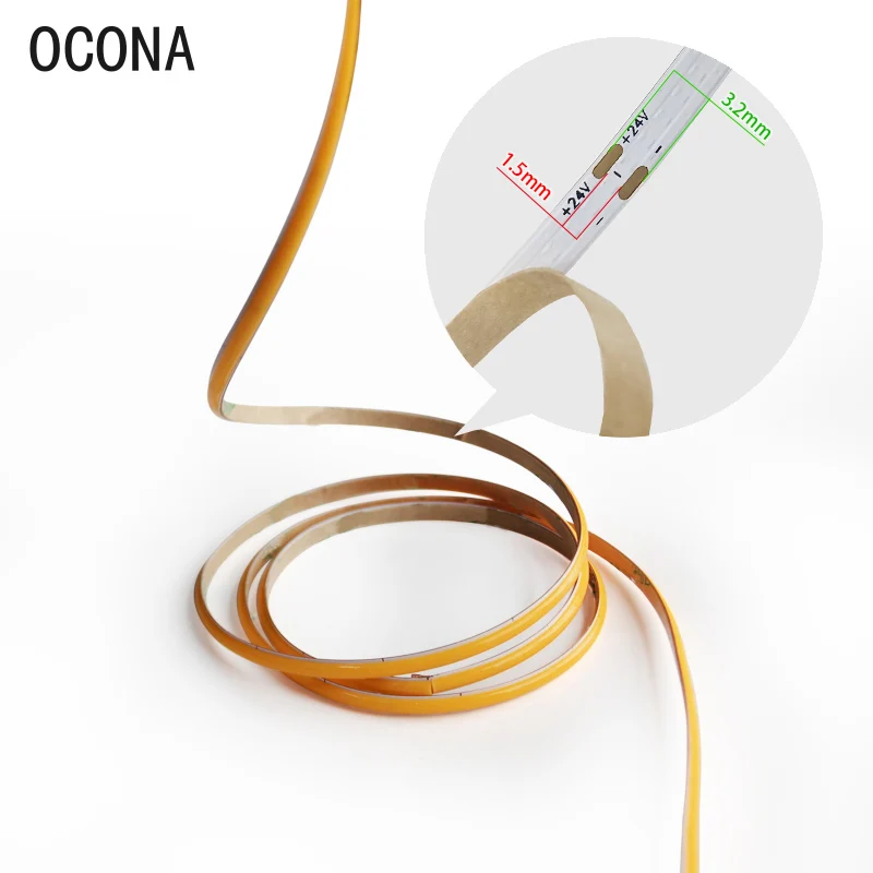 OCONA DC 12V 24V Super Sottile 4mm Multi-Colore COB LED Luci di Striscia Per Cabinet Auto FAI DA TE 480LED Blu/Rosa/Rosso/Viola nastro LED