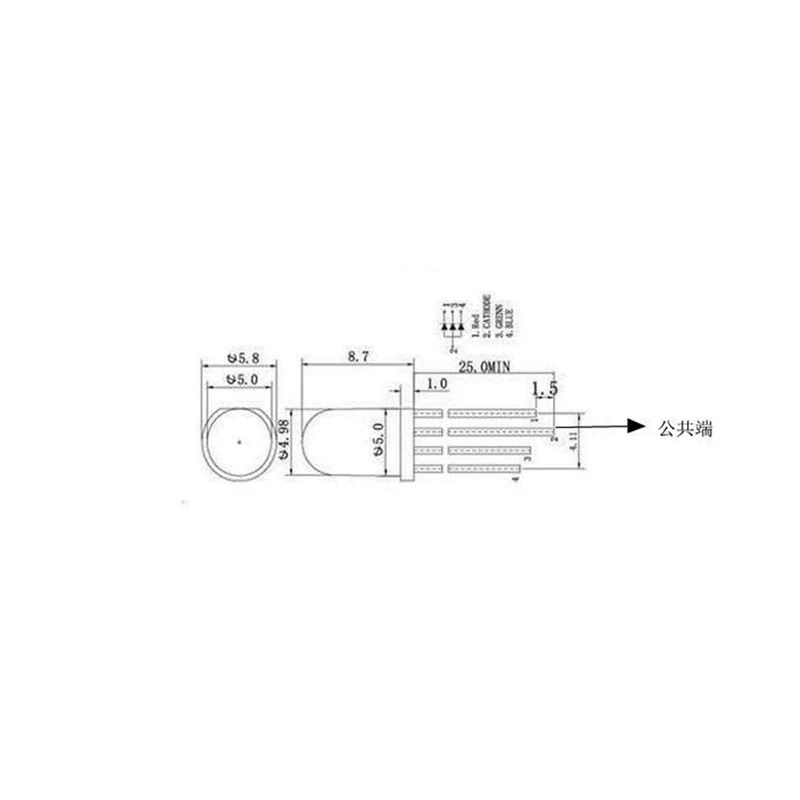 20Pcs Multicolor 4pin F5 RGB Led Diode Light Lamp Tricolor Round Common Cathode Anode LED Light Emitting Diode Red Green Blue