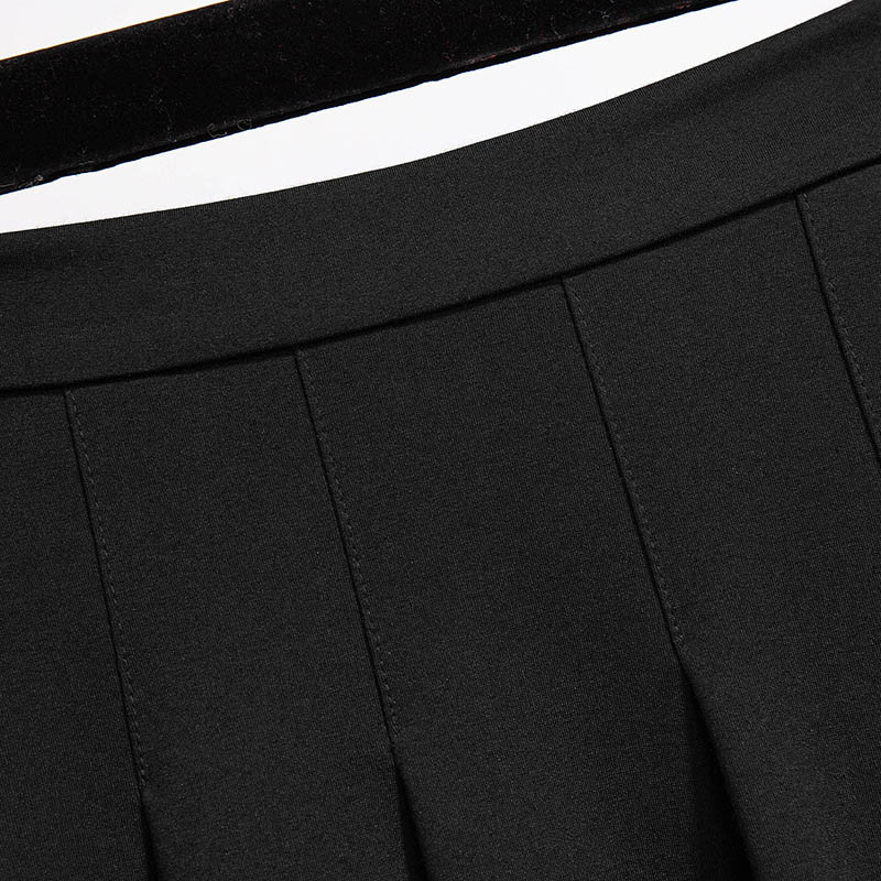 Saia solta plissada A-Line, Velo, Monocromática, com elástico na cintura, preta, 150kg, Tamanhos Grandes, 4XL, 5XL, 6XL, 7XL, 8XL, 9XL, Outono